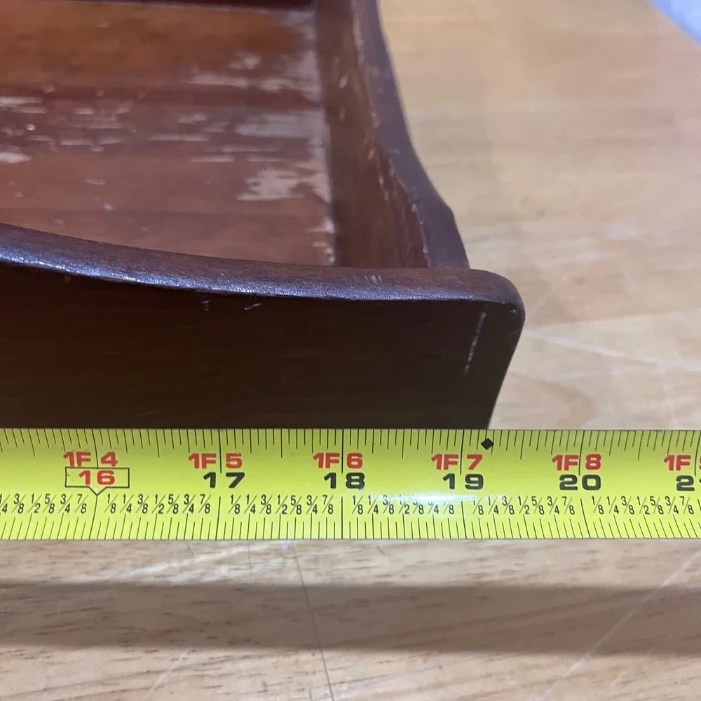 Vtg Primitive Rustic Wooden Caddy Tray Handle Farmhouse Centerpiece 19.5